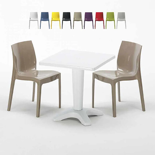 Grand Soleil Table et 2 chaises colorées polypropylen