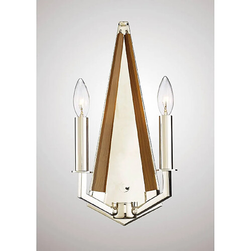 Luminaire Center Applique murale Hilton 2 Ampoules E14 Polished Nickel/bois taupe