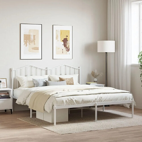 Maison Chic Lit adulte 160x200cm- Cadre de lit métal avec tête de lit pour chambre blanc -MN64507