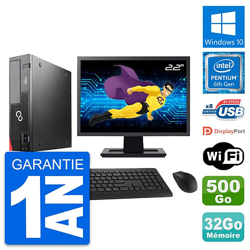 PC Fujitsu D556 DT Ecran 22" Intel G4400 RAM 32Go Disque 500Go Windows 10 Wifi · Occasion