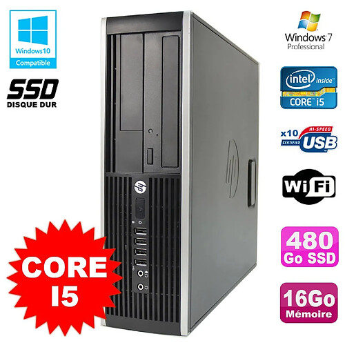 PC HP Compaq Elite 8100 SFF Intel Core i5 3.2GHz 16Go 480Go SSD Graveur WIFI W7 · Occasion