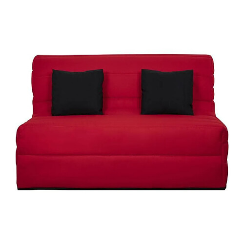 DUNLOPILLO Banquette BZ - Tissu Rouge + 2 coussins noir - L 140 x P 99 x H 98 cm - Made in France - ALICE