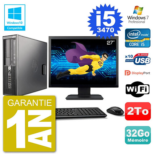 PC HP Z220 SFF Ecran 27" Core i5-3470 RAM 32Go Disque 2To Graveur DVD Wifi W7 · Occasion