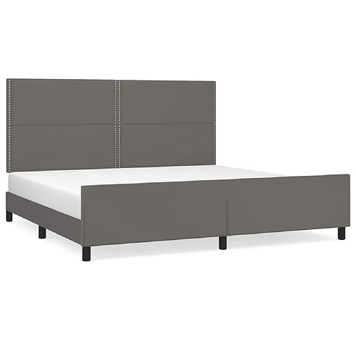 Maison Chic Cadre/structure de lit avec tête de lit pour adulte - Lit Moderne Chambre Gris 200x200 cm Similicuir -MN34761