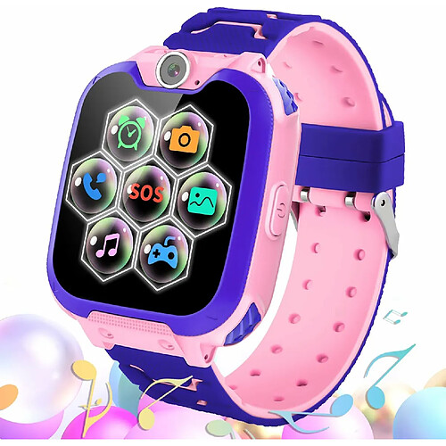 Vendos85 Montre Connectée Enfant 16 Jeux- SOS Musique MP3 rose