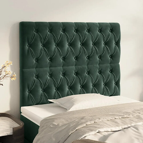 vidaXL Têtes de lit 2 pcs Vert foncé 100x7x78/88 cm Velours