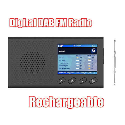 Digital DAB FM Radio Rechargeable Compact Personal Black W / Earphone Jack