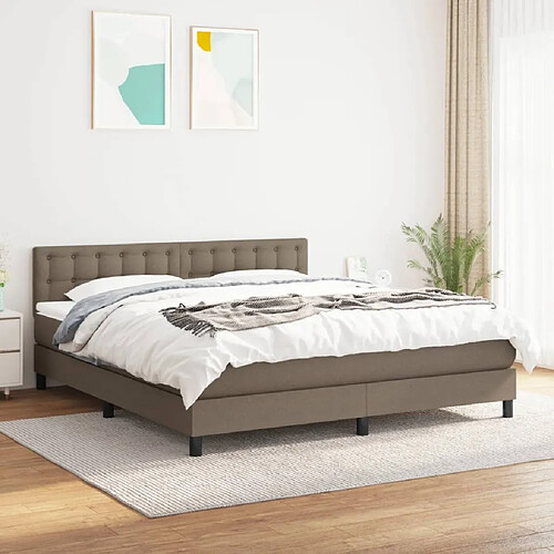 Maison Chic Lit Adulte - Lit simple Lit à sommier tapissier avec matelas moelleux - Meuble de Chambre - Taupe 160x200 cm Tissu -MN45578