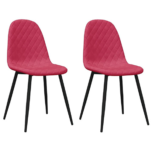 Maison Chic Lot de 2 Chaises à manger | Chaise de salle à manger cuisine Rouge bordeaux Velours -GKD34254