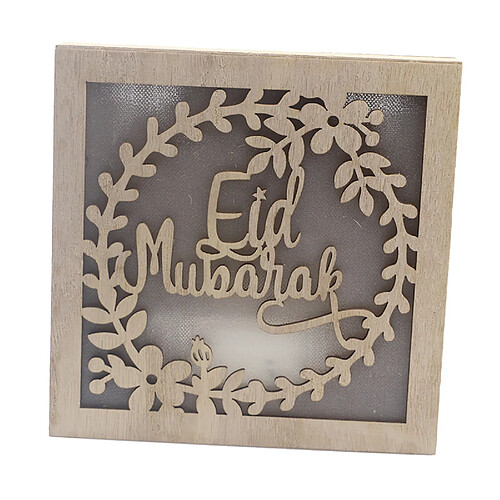 Eid Carré En Bois LED Lampe Table Maison Chevet Décor Lumières Musulmanes Style Blanc Chaud 1