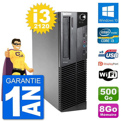 PC Lenovo M92p SFF Intel i3-2120 RAM 8Go Disque Dur 500Go Windows 10 Wifi · Occasion