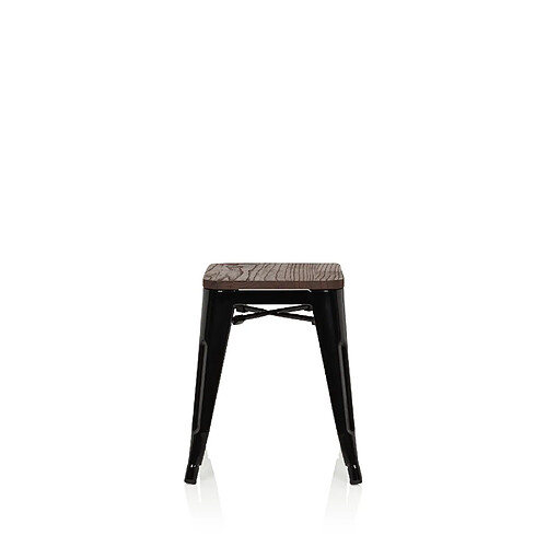 Tabouret VANTAGGIO W Métal noir / Assise bois foncé hjh OFFICE