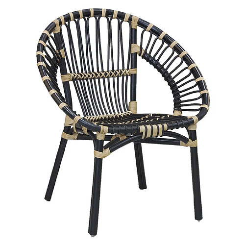 Aubry Gaspard Fauteuil rond en rotin Jazz noir.