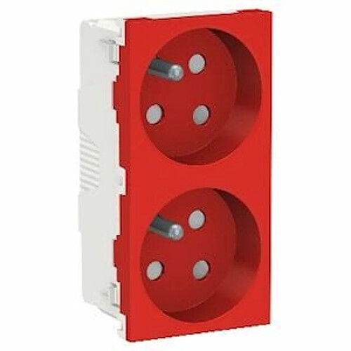 prise de courant - 2 x 2p+t - 45d - bornes auto - détrompage - rouge schneider electric nu306103