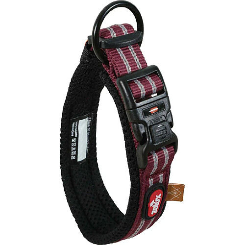 ZOLUX Collier souple en tissu Bivouak 25 à 35 cm 20 mm rouge.