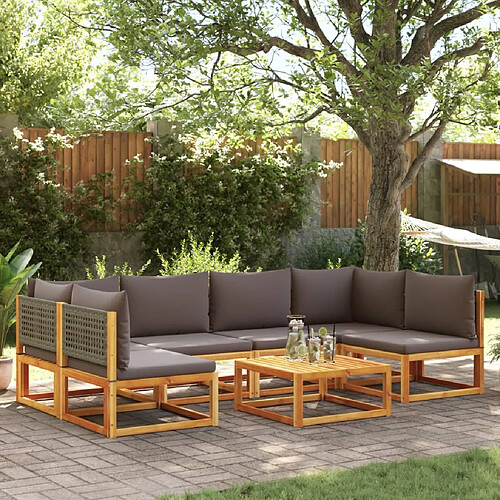 vidaXL Salon de jardin avec coussins 7 pcs bois massif d'acacia