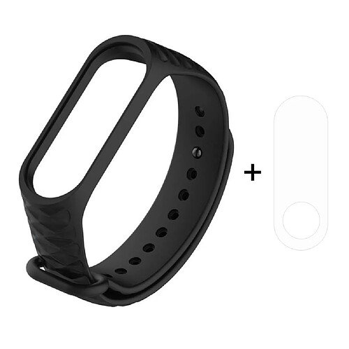 Bracelet en TPU couverture complète souple réglable diamant 3D noir pour votre Xiaomi Mi Band 3