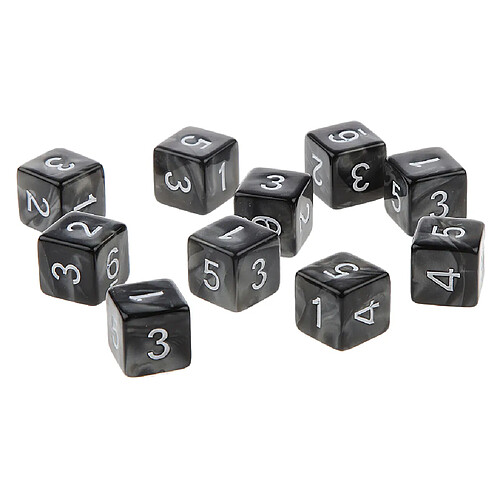 10pcs Dés à Six Faces D6 Jouant D u0026 D RPG Party Games Dés Noir