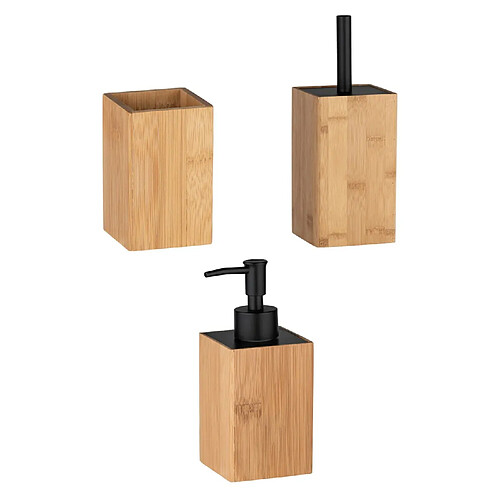 Toilinux Set accessoires de salle de bain design bambou Padua - Marron