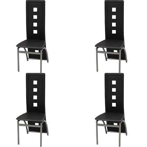 Maison Chic Lot de 4 Chaises à manger,Chaise pour cuisine noir similicuir -MN80475