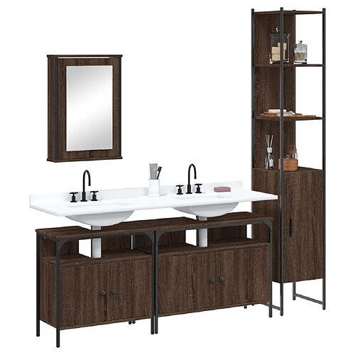 ComfortXL Ensemble De Meubles De Salle De Bain 4 Pièces Chêne Marron