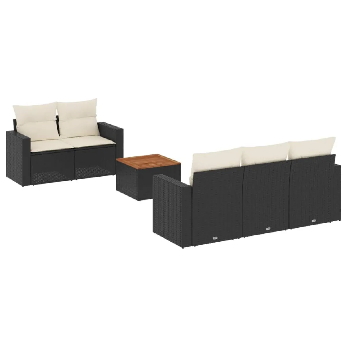 Maison Chic Ensemble Tables et chaises d'extérieur 6pcs avec coussins,Salon de jardin noir résine tressée -GKD907375