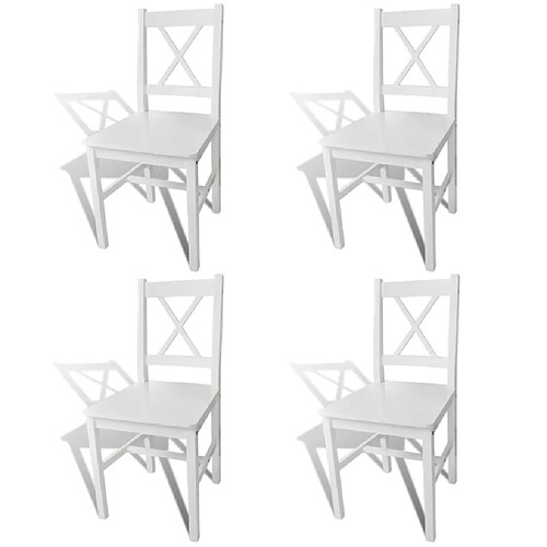 Decoshop26 Lot de 4 chaises de salle à manger cuisine design simple en bois de pin blanc CDS021232