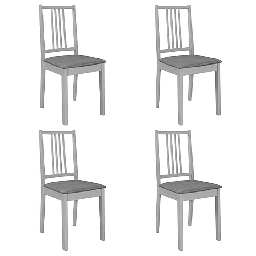 Decoshop26 Lot de 4 chaises de salle à manger cuisineà dîner avec coussins gris bois solide CDS022102