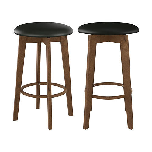 Rendez Vous Deco Tabouret de bar Vahina noir et bois foncé 66 cm (lot de 2)