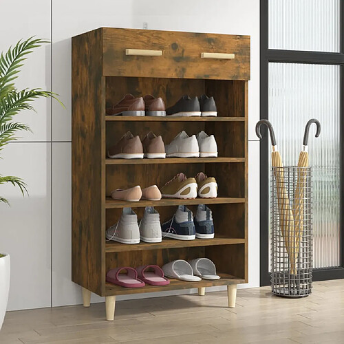 vidaXL Meuble à chaussures Chêne fumé 60x35x105 cm Bois d'ingénierie