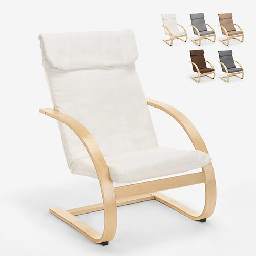 Ahd Amazing Home Design Fauteuil de salon et de bureau ergonomique en bois design nordique Aarhus, Couleur: Blanc