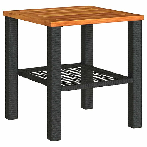 Maison Chic Table de jardin | Table d'extérieur noir 40x40x42 cm résine tressée et bois acacia -GKD88745