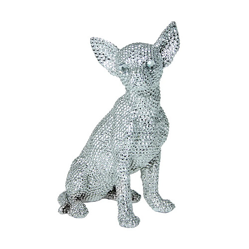 Figurine Décorative Alexandra House Living Argenté Plastique Chien 15 x 18 x 27 cm