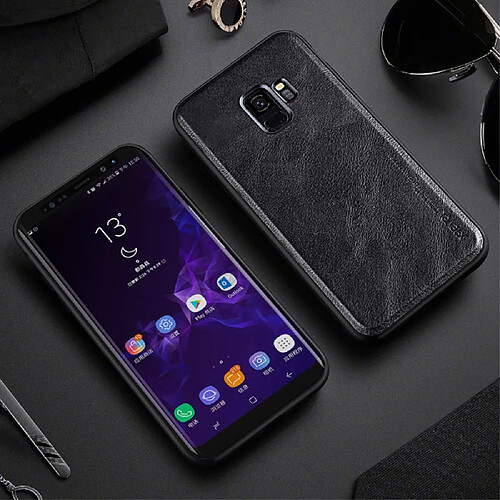 Etui en PU style vintage noir pour votre Samsung Galaxy S9 SM-G960