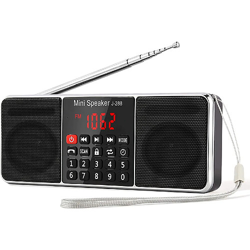 PRUNUS radio portable bluetooth FM AM(MW) MP3 TF USB AUX avec Haut-Parleur noir