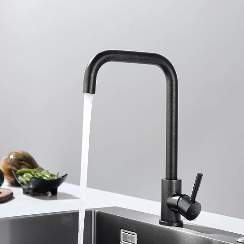 Cecipa max Robinet Cuisine Noir Nacré, Mitigeur Cuisine Noir Mat à Poignée Unique, Robinet Mitigeur Cuisine en Acier Inoxydable,EU Modèle