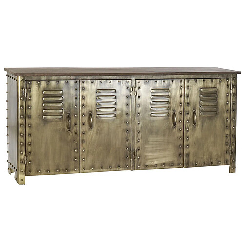 Pegane Buffet meuble de rangement en métal coloris doré - Longueur 152 x Hauteur 69 x Profondeur 35 cm