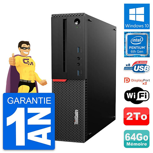 PC Lenovo ThinkCentre M800 SFF Intel G4400 RAM 64Go Disque 2To Windows 10 Wifi · Occasion