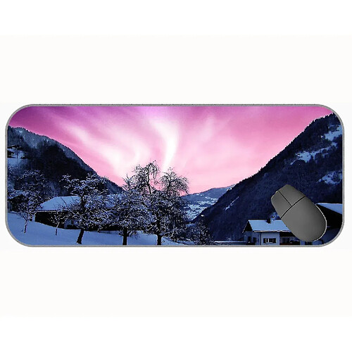 Universal (750x300x3) Tampon de souris de jeu avec bords cousus, ciel de montagne de montagne Aurora Mousepad en caoutchouc non glissant