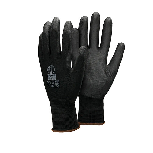 ECD Germany 240 Paires de Gants de Travail en PU - Taille 9-L - Couleur Noir - Élastique - Protection Usages Multiples - pour Mécanicien Constructeurs Travail de Jardin Bricolage - Activités Montage