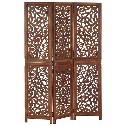 vidaXL Cloison de séparation 3 panneaux Marron 120x165cm Bois manguier