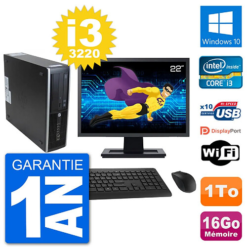 PC HP 8300 Elite SFF Ecran 22" Intel i3-3220 RAM 16Go Disque 1To Windows 10 Wifi · Occasion