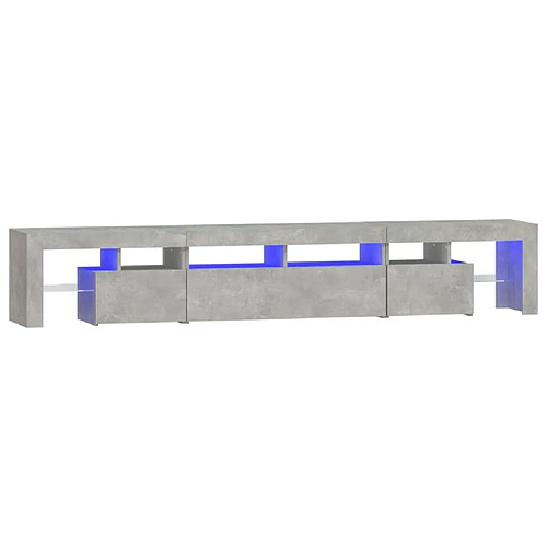 Maison Chic Meuble TV avec lumières LED, Banc TV pour salon, Meuble de rangement Gris béton 230x36,5x40 cm -GKD52449