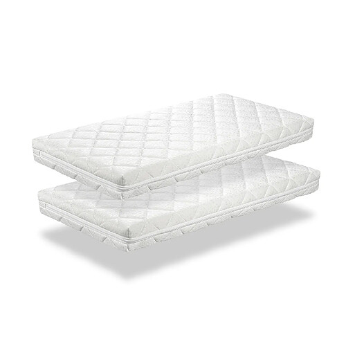 Dormalit LOT X2 Matelas mousse 90X180 CARAMEL, Epaisseur 11 CM, Ergonomique et respirant