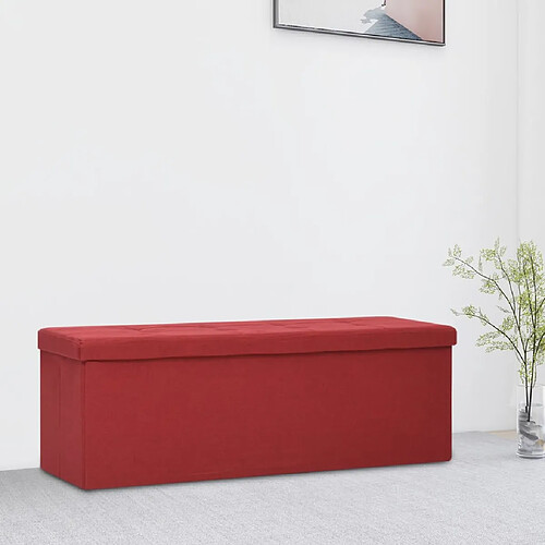 vidaXL Banc de rangement pliable Rouge bordeaux Faux lin