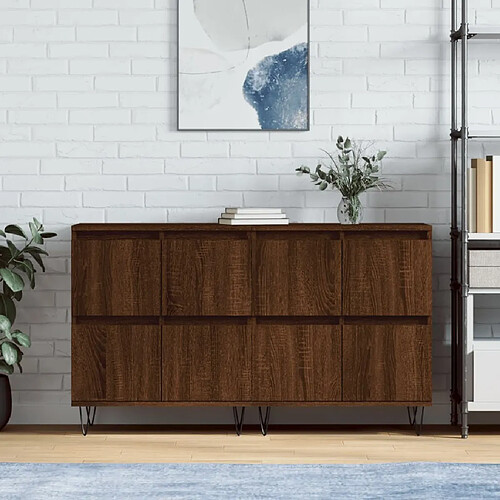 Maison Chic Ensemble de 2 Buffets,commode,console pour rangement chêne marron bois d'ingénierie -MN86643