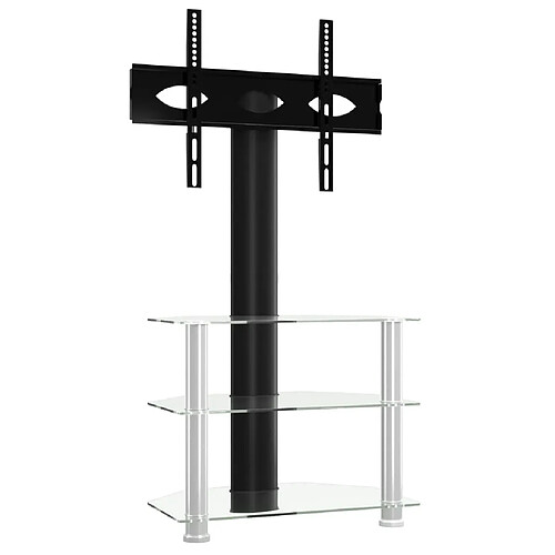 Maison Chic Meuble TV d'angle 3 niveaux, Banc TV pour salon, Meuble de rangement pour 32-70 pouces noir et argenté -GKD37555