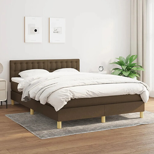 vidaXL Sommier à lattes de lit avec matelas Marron foncé 140x200 cm