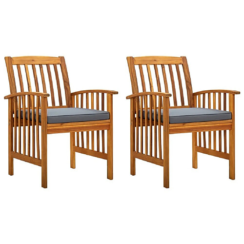 Maison Chic Lot de 2 Chaises à manger et coussins,Fauteuil/Chaises à dîner Bois d'acacia massif -MN58236