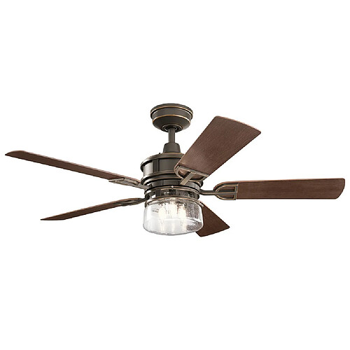 Elstead Lighting Ventilateur de plafond 5 pales 132 cm avec lumière LED télécommande bronze ancien